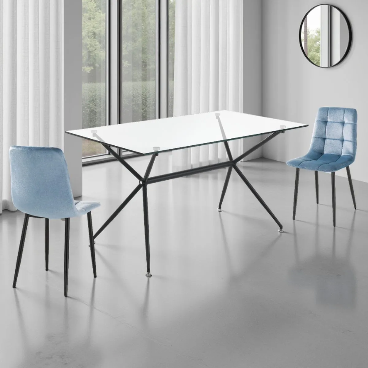 Tavolo Stick Tomasucci in vetro con base nera incrociata