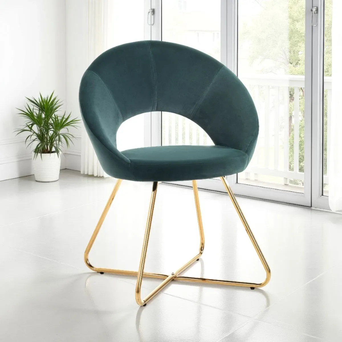 Sedia poltroncina Edda Green Tomasucci in velluto verde e oro
