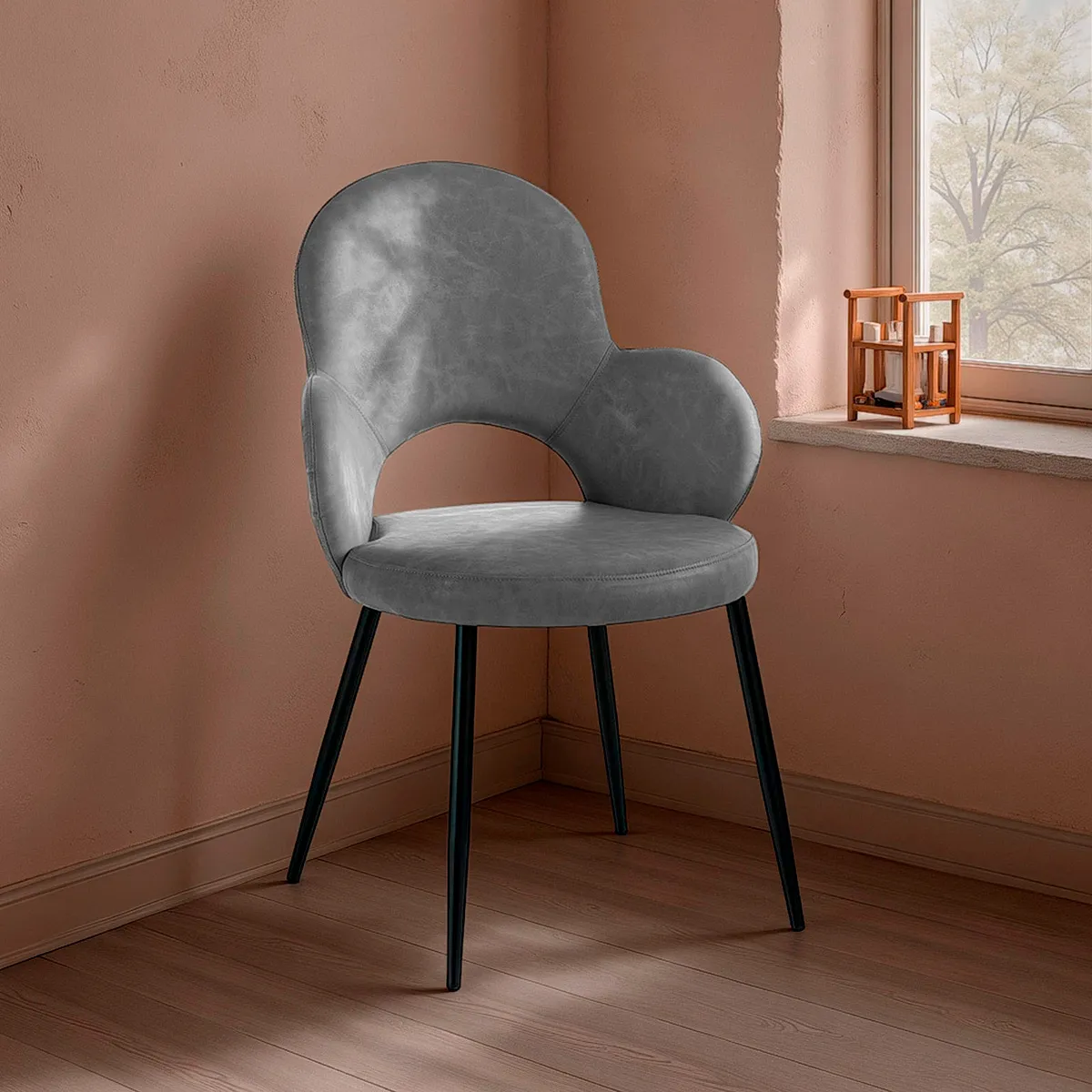 Sedia Elisabeth Old Grey Tomasucci in ecopelle grigia