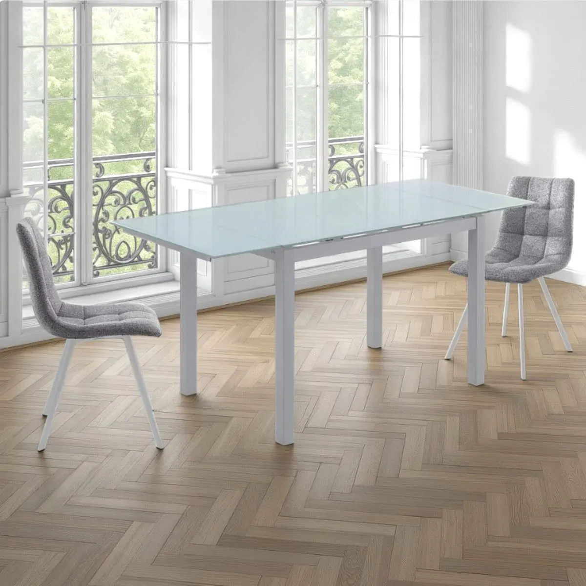 Tavolo allungabile Fast White Tomasucci in vetro bianco