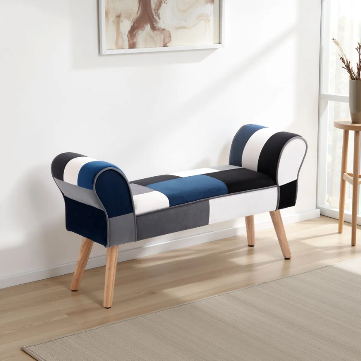Panca Kaleidos Blue Tomasucci in patchwork blu