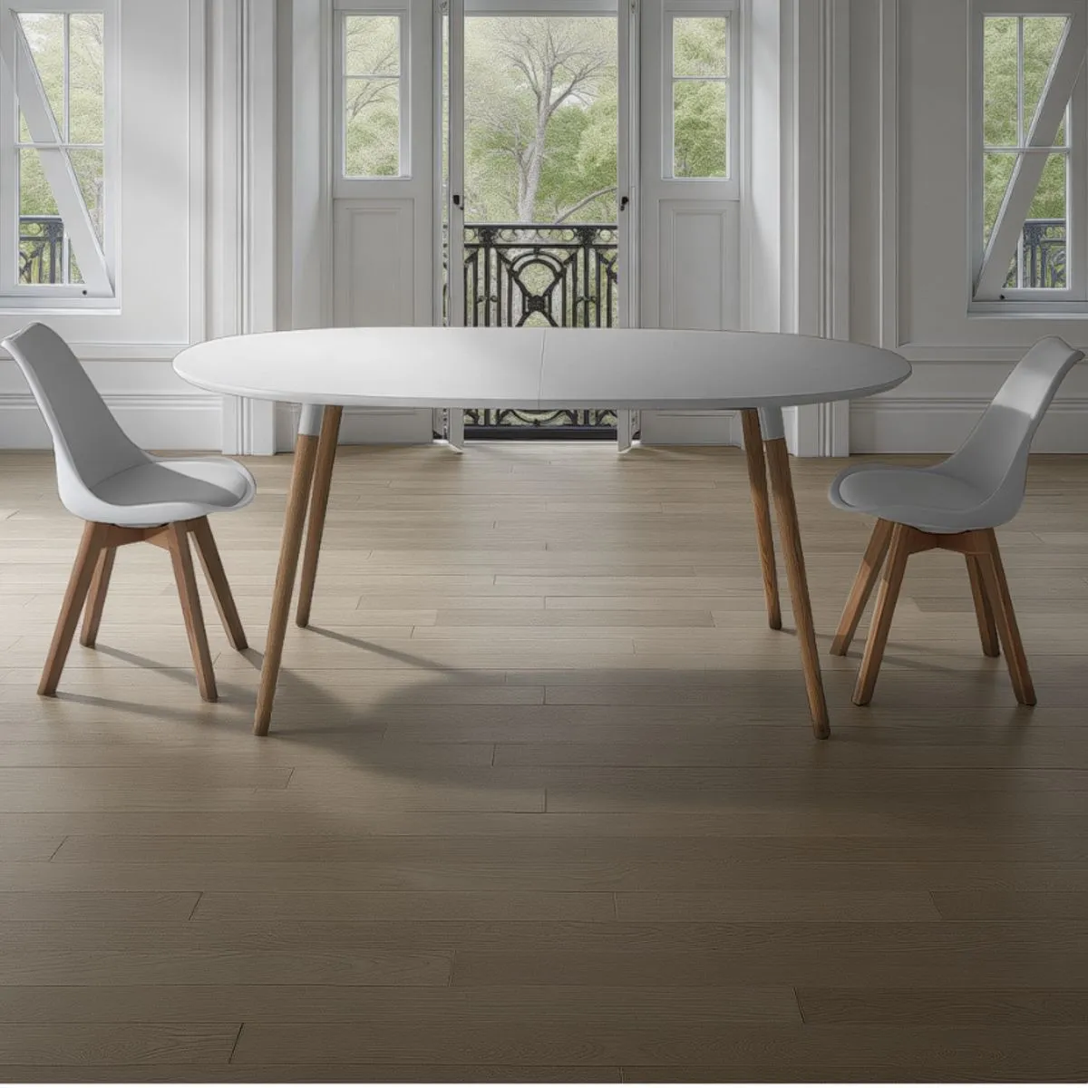 Tavolo ovale Ego Wood Tomasucci bianco con gambe in rovere