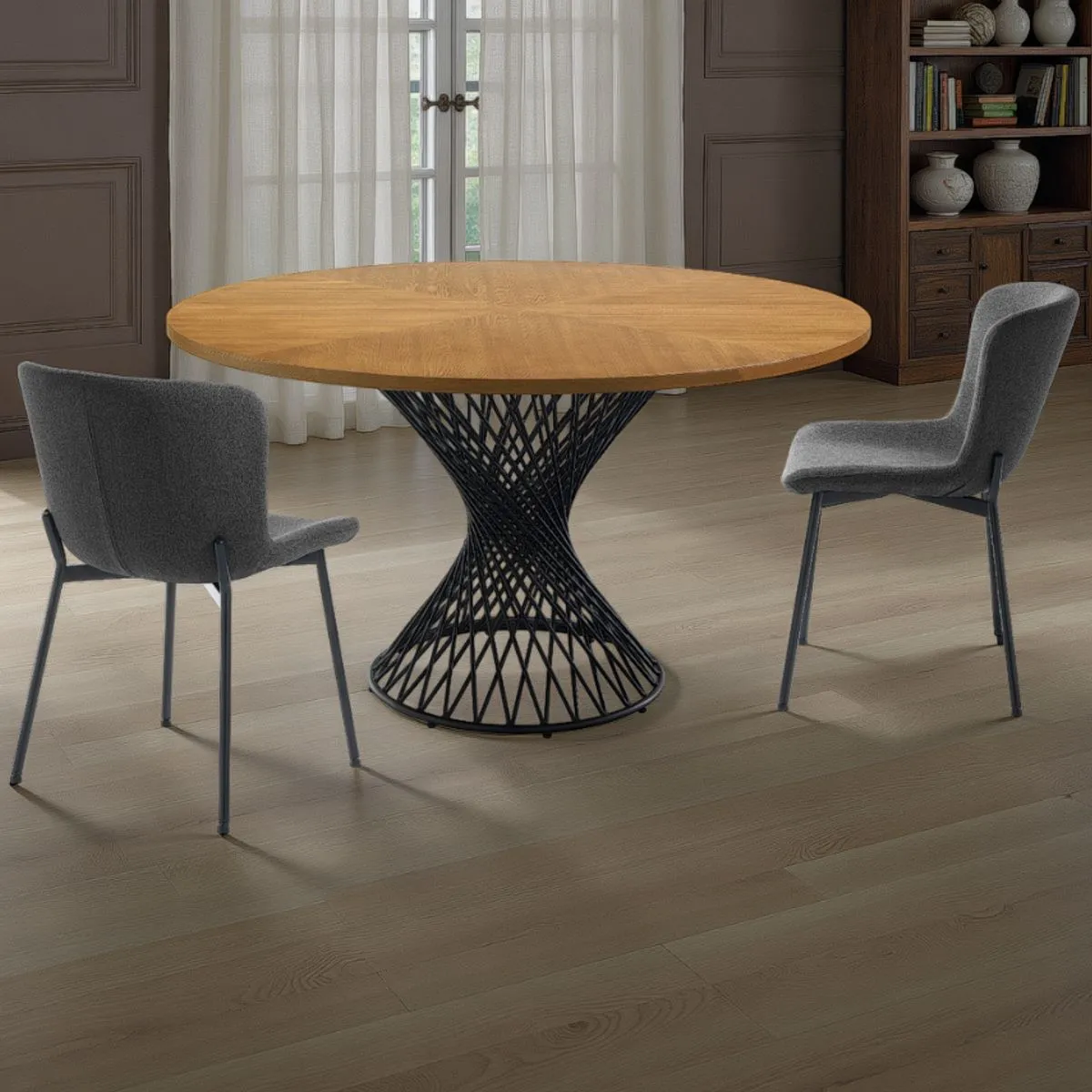 Tavolo rotondo Clew Tomasucci in rovere con base nera