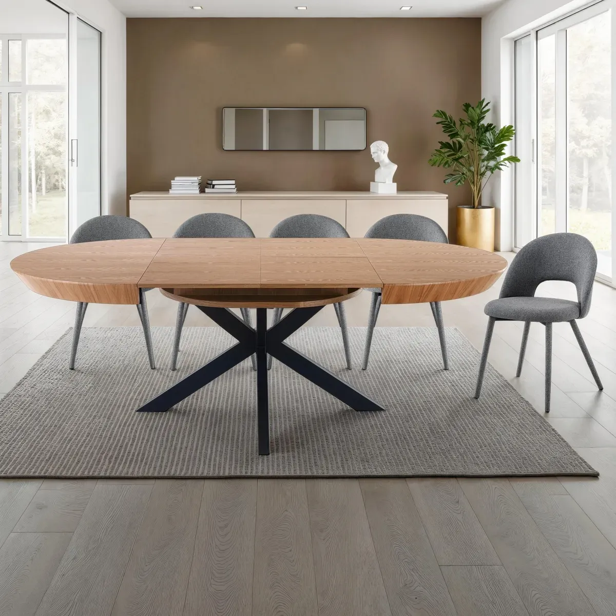 Tavolo rotondo Stor Wood Tomasucci in rovere in sala da pranzo