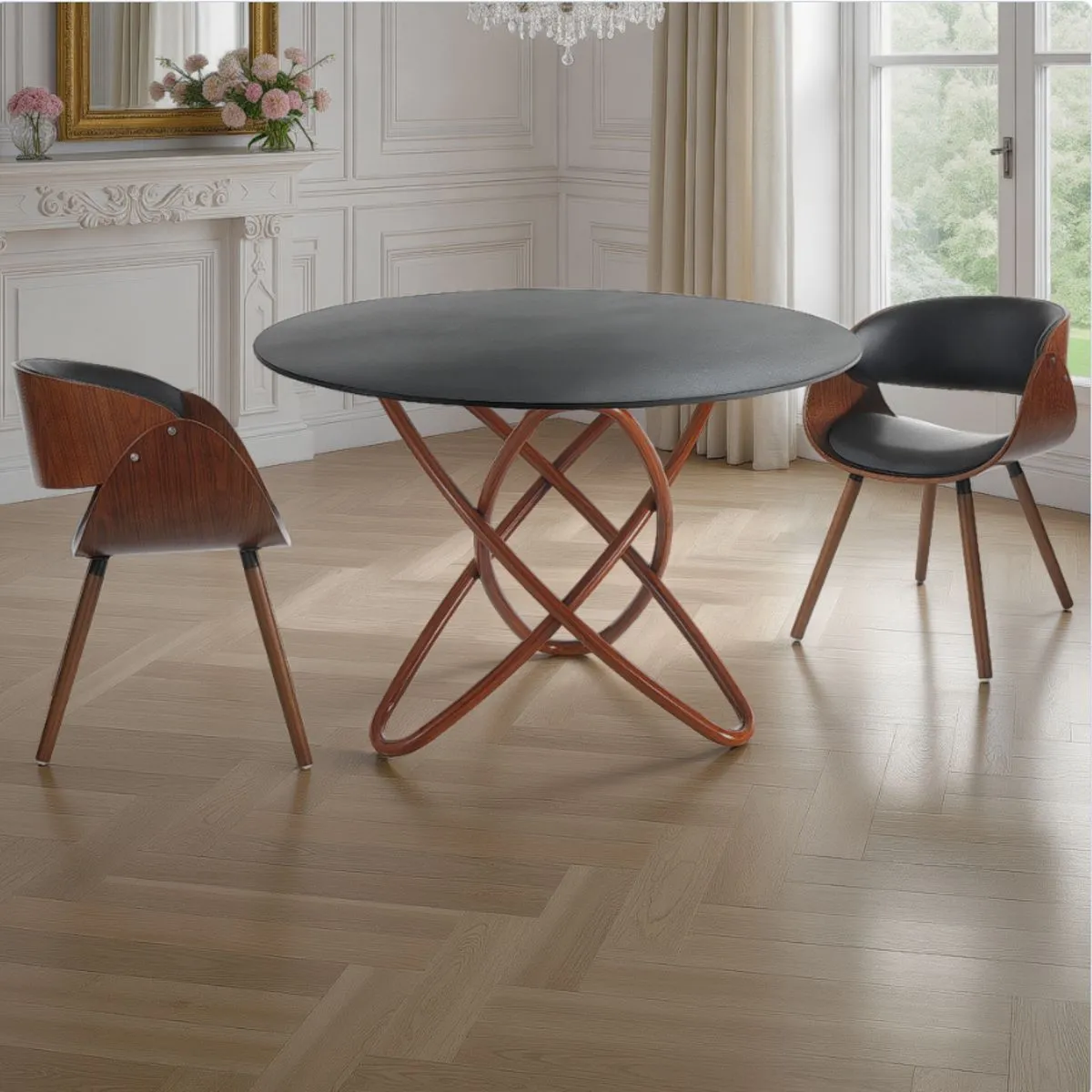 Tavolo rotondo Hula Hoop Wood Ardesia Tomasucci