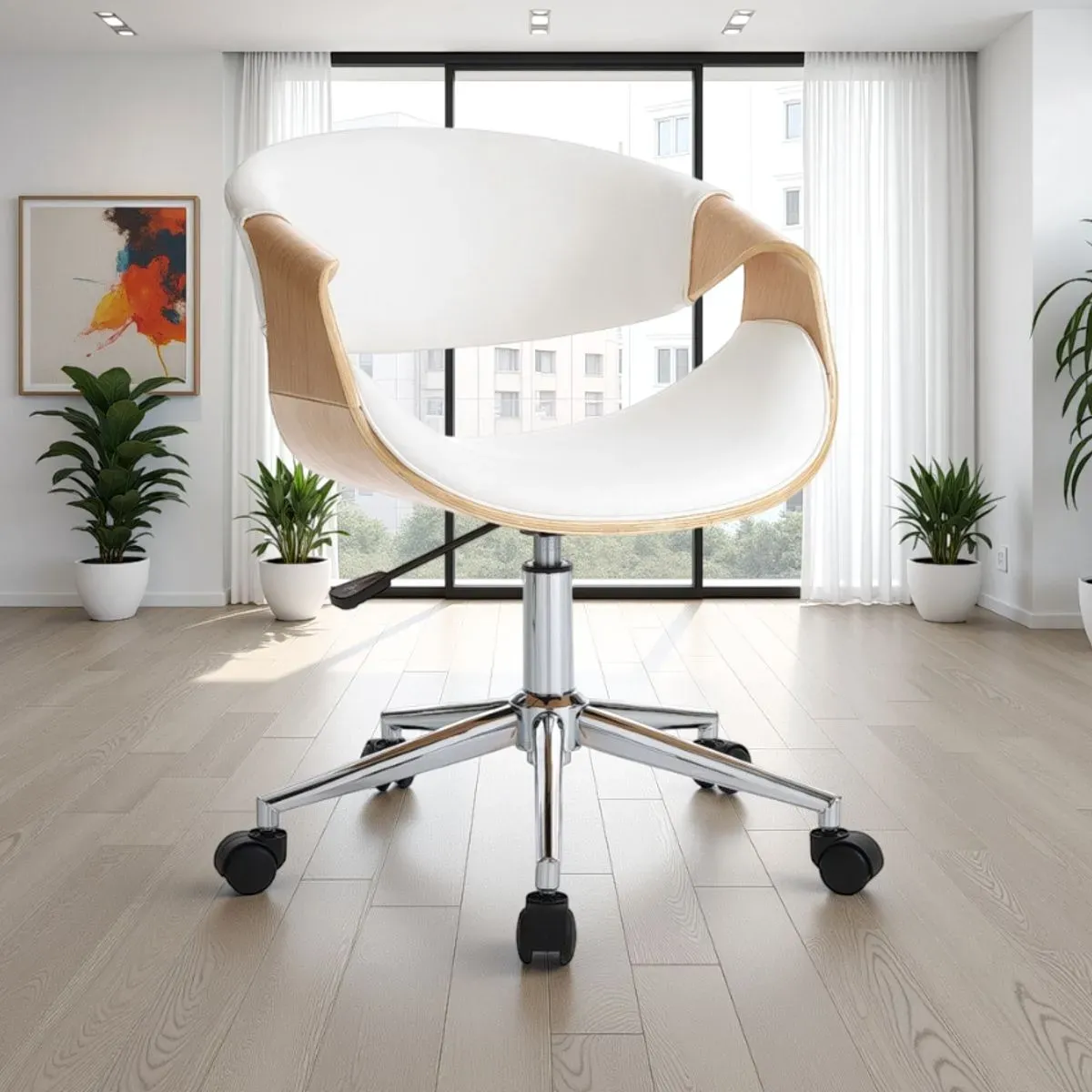 Sedia da ufficio Visby Wood Tomasucci rovere e bianco