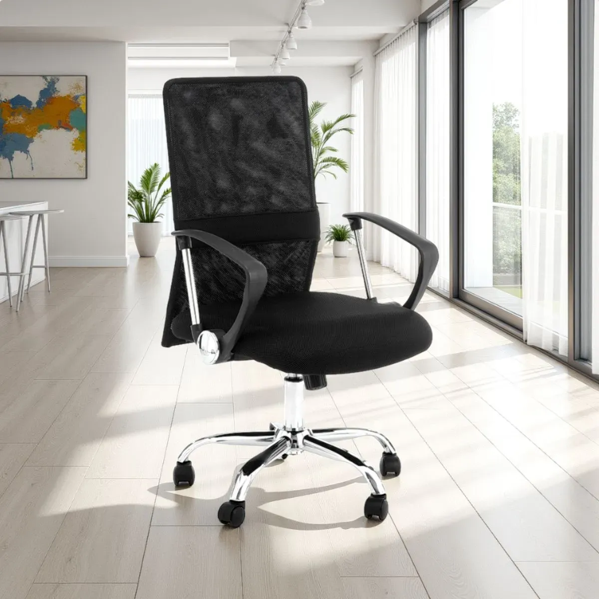 Sedia da ufficio Classic Tomasucci nera con schienale in rete
