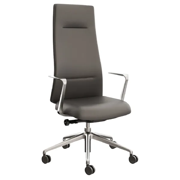 Poltrona Bull Unisit a schienale alto in pelle grigio scuro