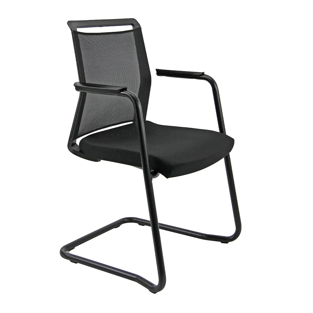 Sedia visitatore Light Unisit nera su slitta