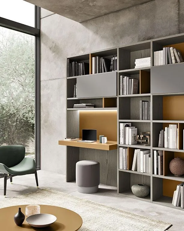 Particolare della libreria a parete Horizon 1023 MobilGam