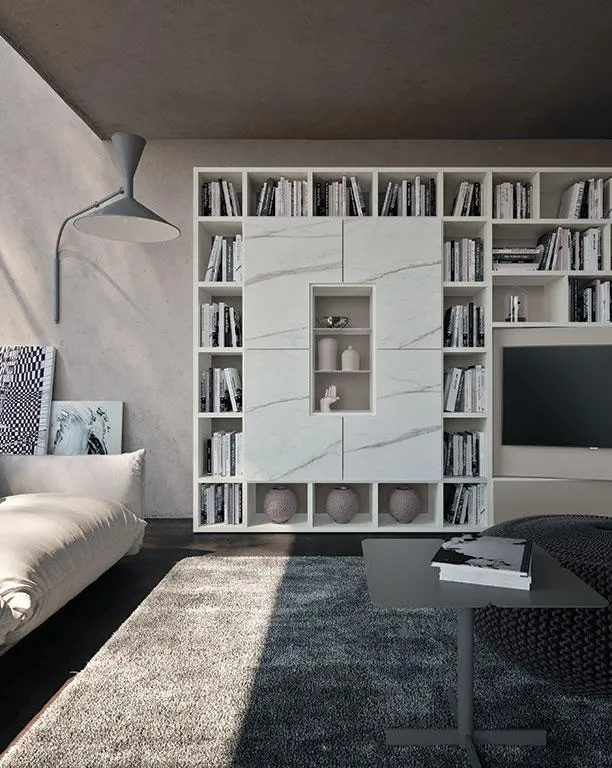 Particolare della libreria a parete Horizon 943 MobilGam