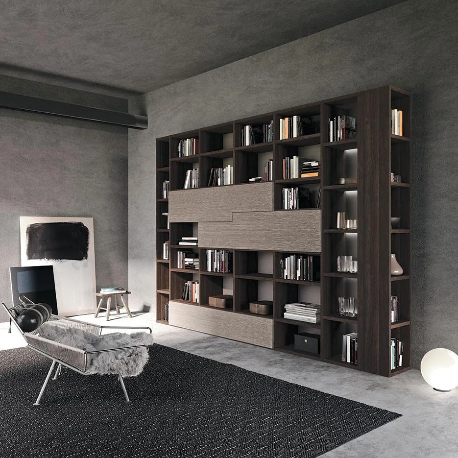Libreria a parete Horizon 944 MobilGam con ripiani a passo variabile