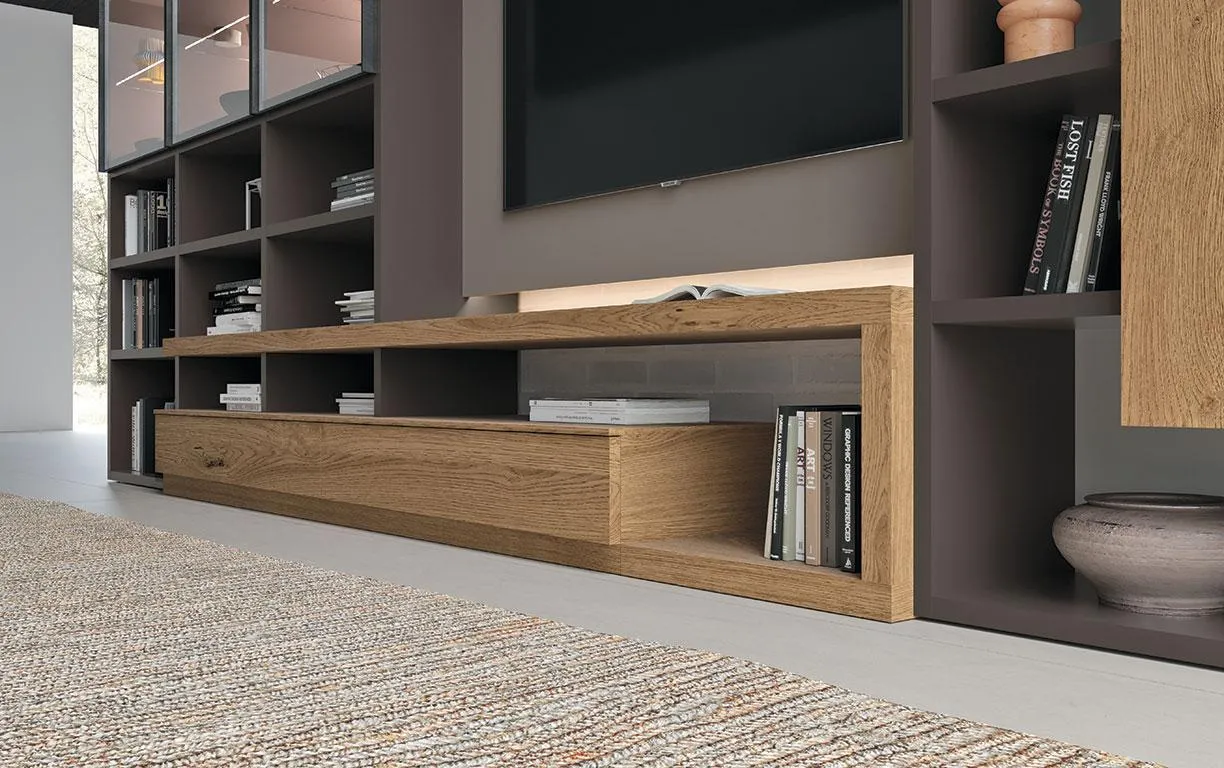 Particolare della libreria a parete Horizon 946 MobilGam