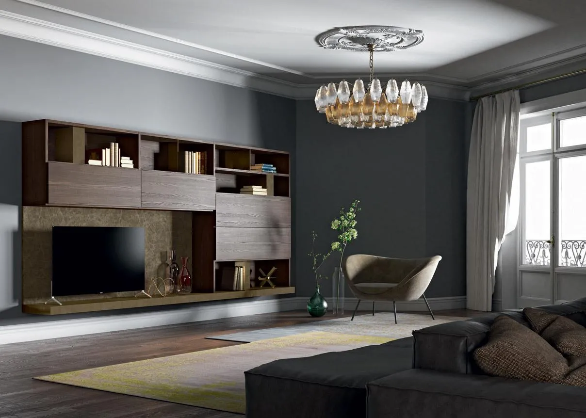 Libreria a parete Horizon 864 MobilGam con modulo centrale in legno