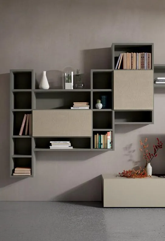 Particolare della libreria a parete Horizon 867 MobilGam