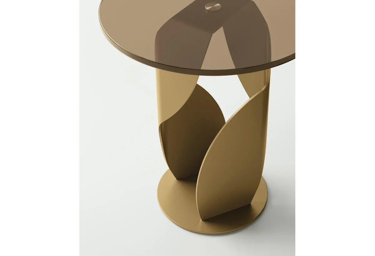 Tavolino Cocktail Target Point bronzo con piano in vetro miele