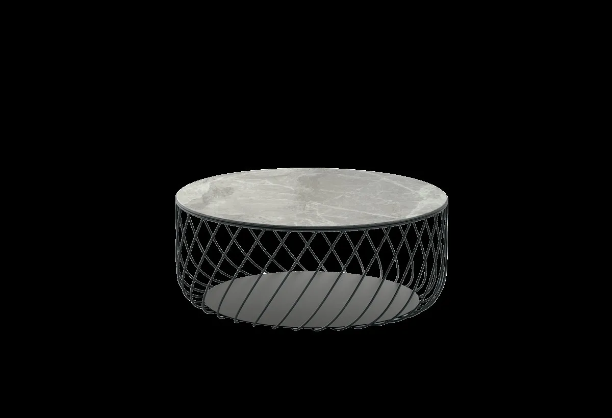 Tavolino Nest Target Point con piano effetto marmo su fondo nero