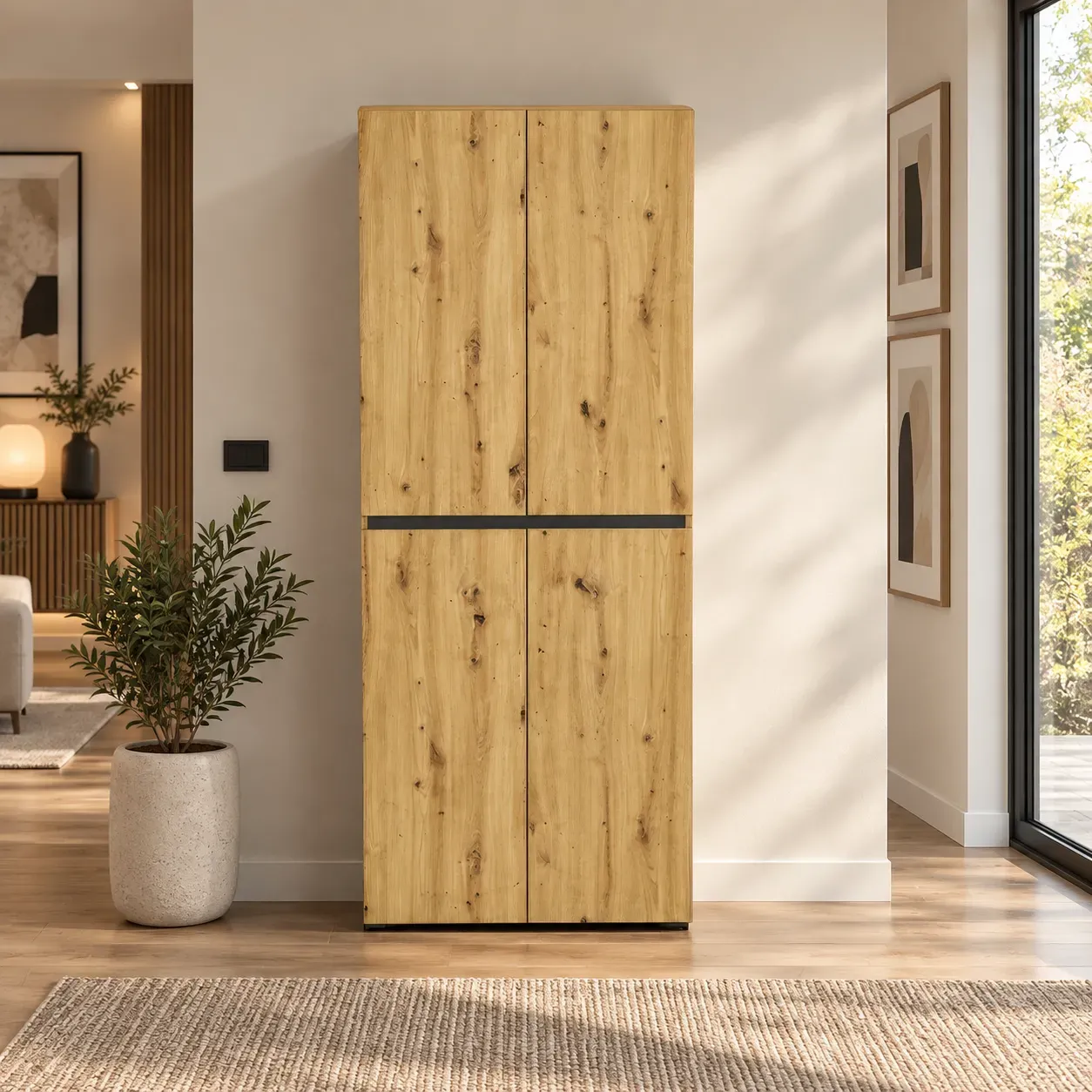 Scarpiera alta Pentu Tomasucci rovere artisan a quattro ante