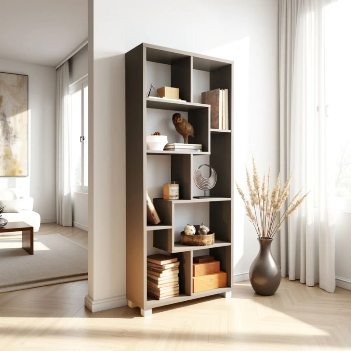 Libreria Random Grey Tomasucci grigio grafite piena di libri