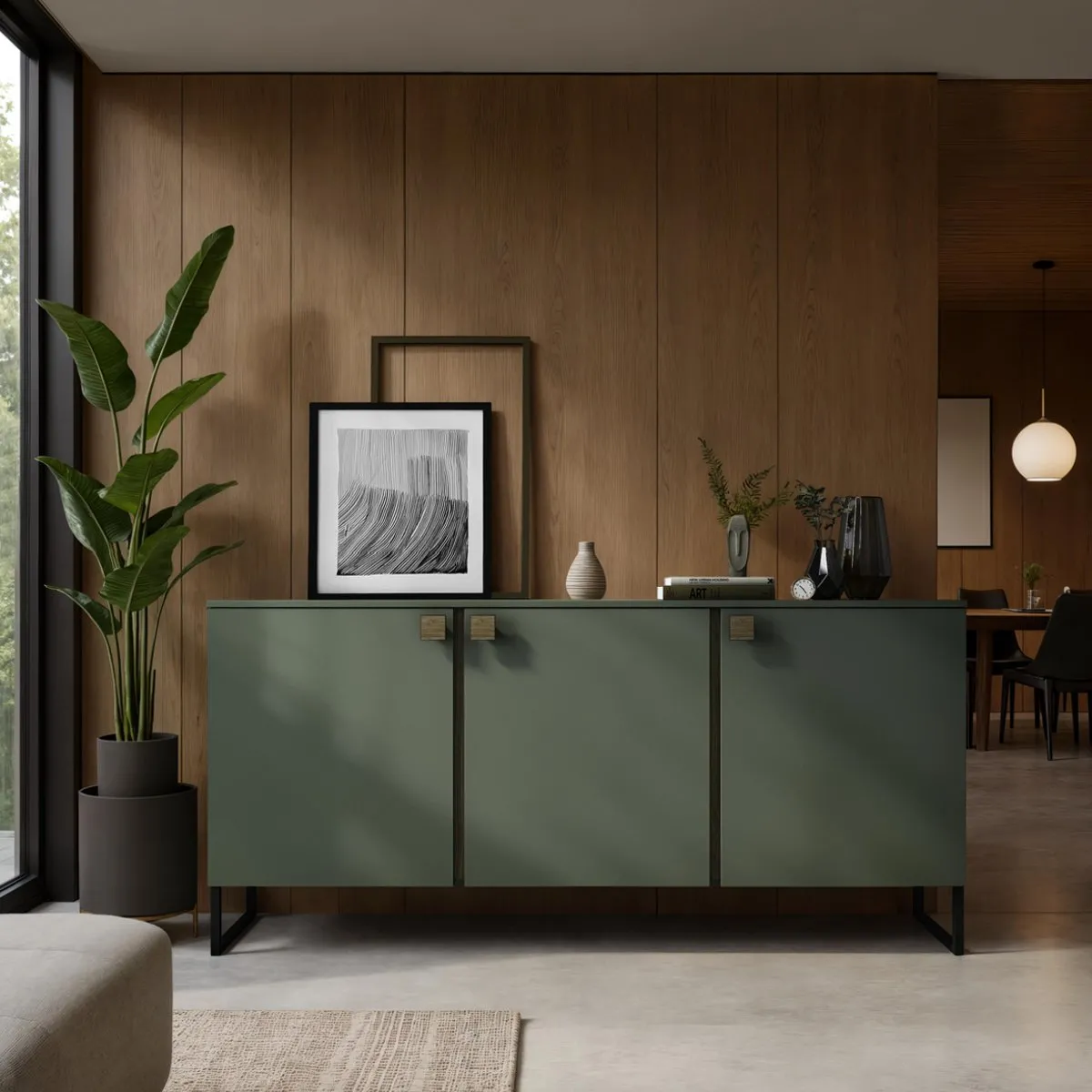 Madia Thessa Green Smoke Tomasucci a tre ante su parete in legno
