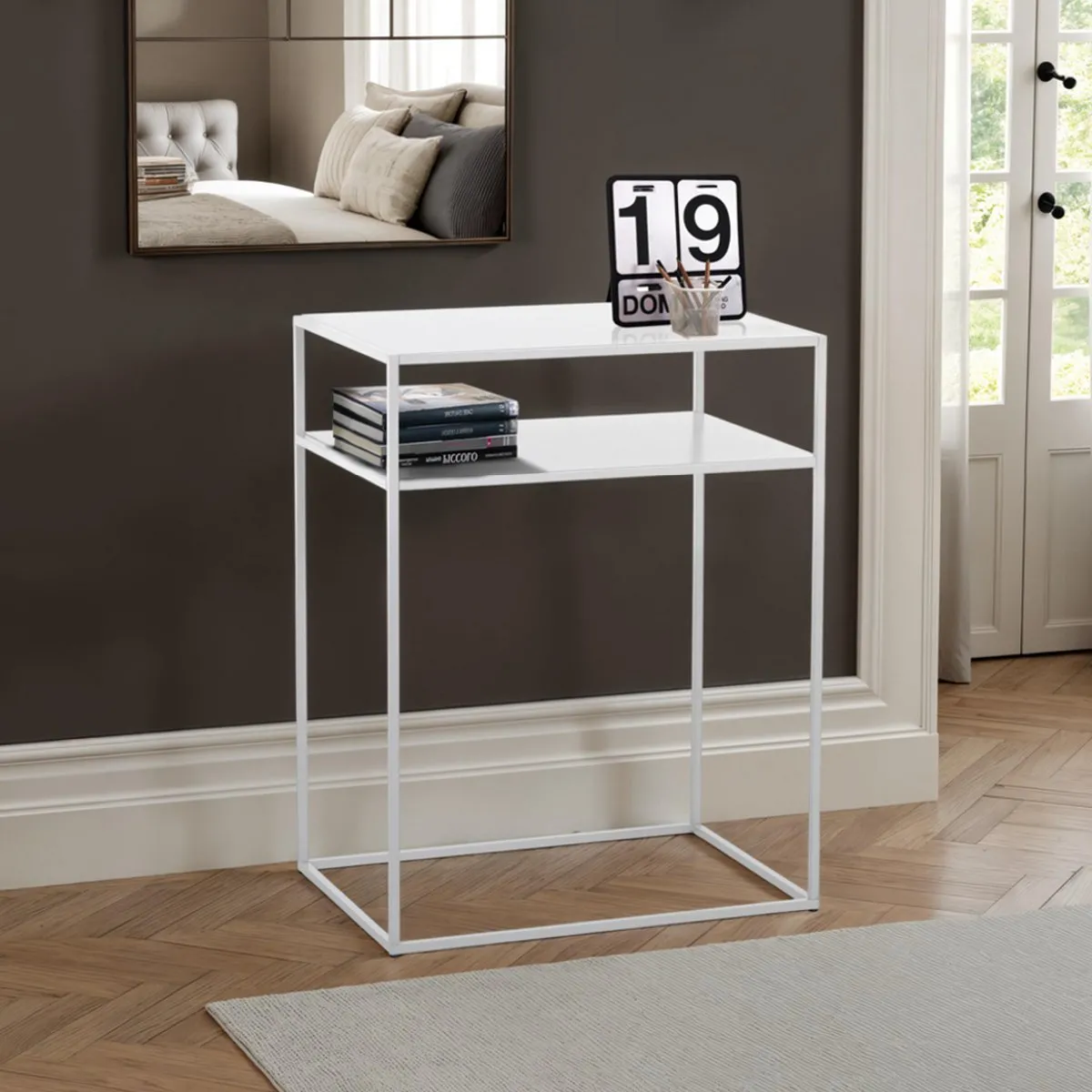 Consolle Thin White Tomasucci in acciaio bianco con ripiano