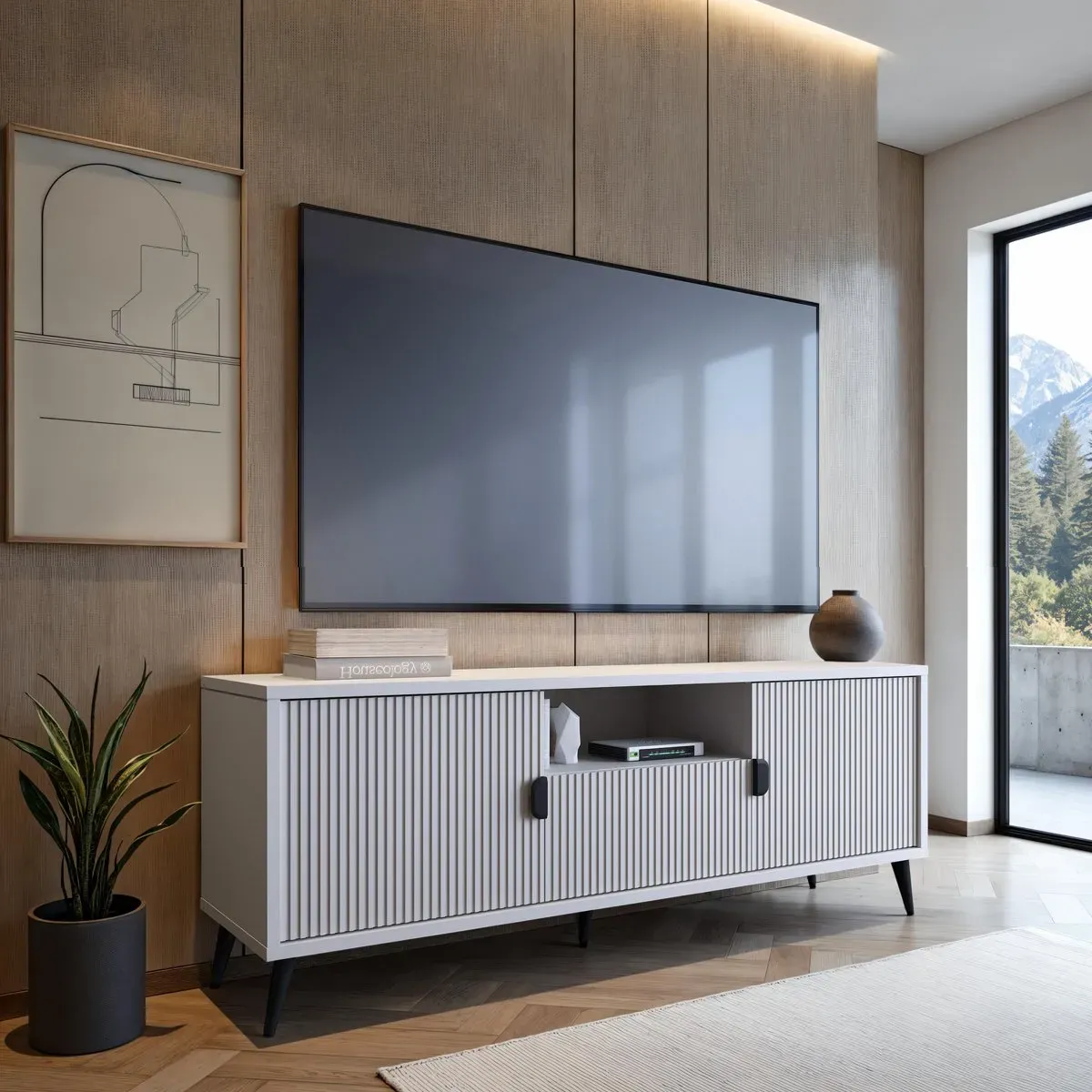 Porta TV Roma Cashmere Tomasucci con vano a giorno in soggiorno