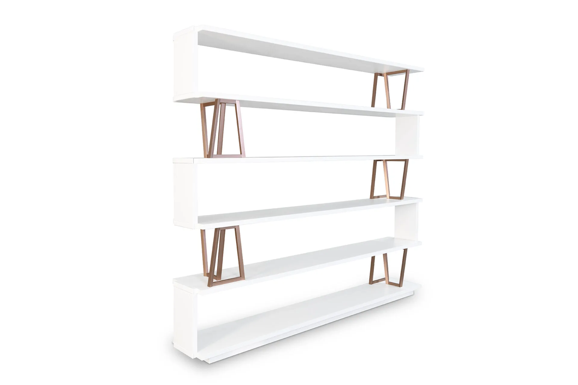 Libreria 24.36 Tosato da 225 cm ripresa dall'angolo opposto, su fondo bianco
