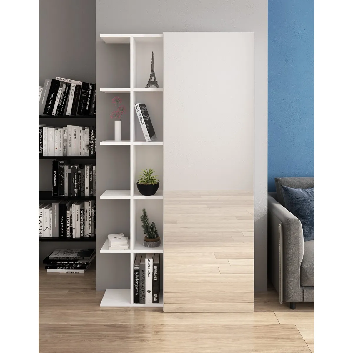 Libreria Art Tomasucci con anta a specchio in ingresso