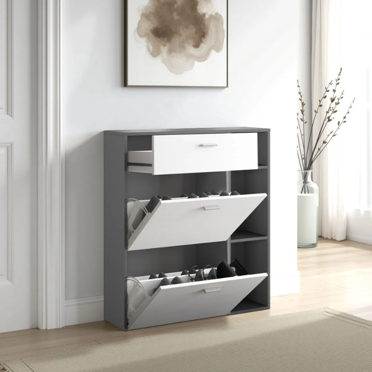 Scarpiera Niki Evo Graphite Tomasucci grigia con ribalte aperte