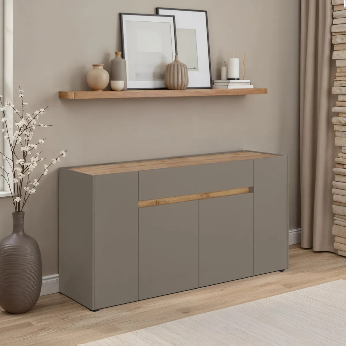 Madia Tonya Wood Tomasucci tortora con maniglia in rovere