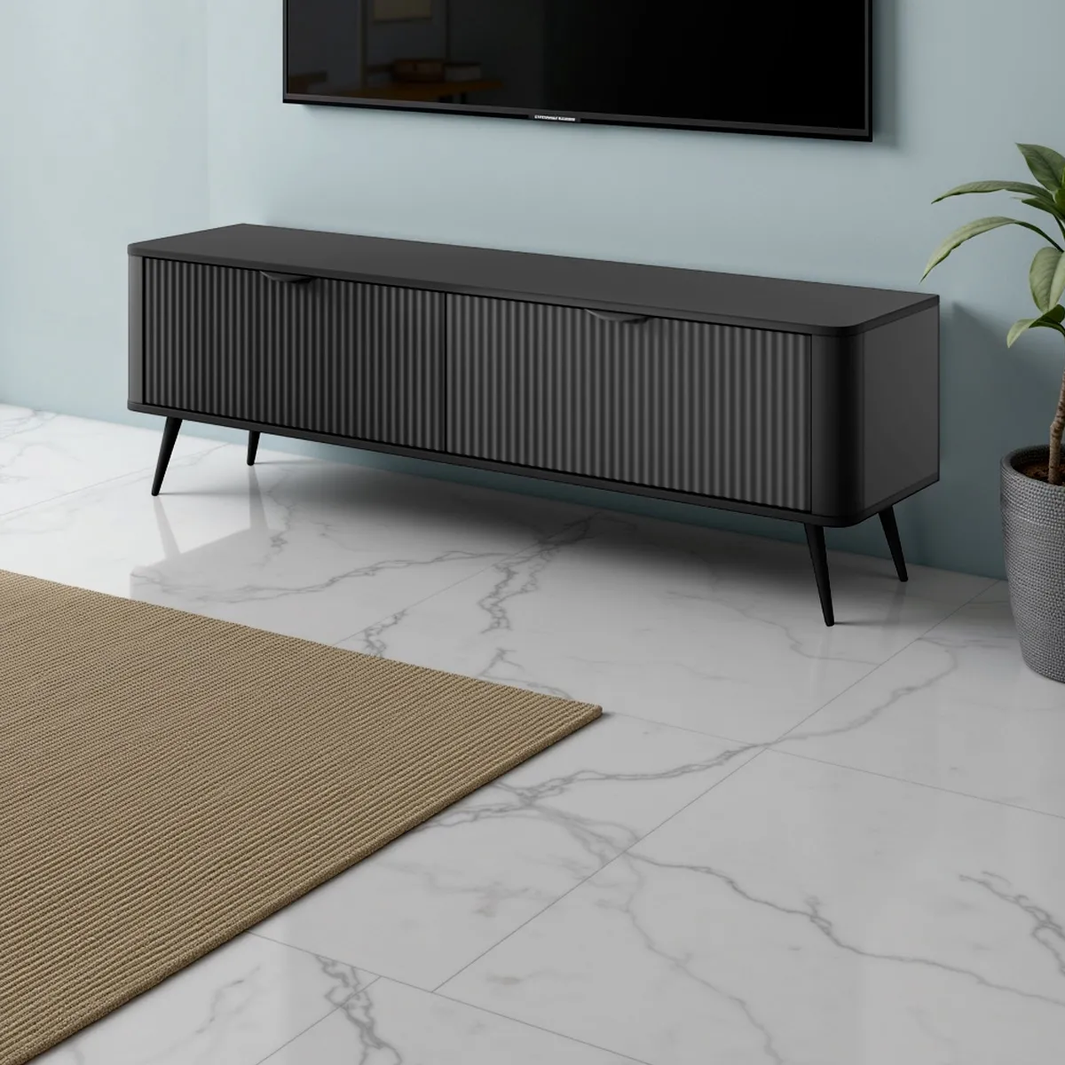 Porta TV Gretha Black Tomasucci con angoli arrotondati