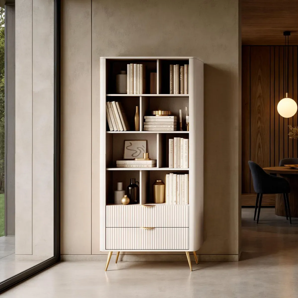 Libreria Gretha Beige Tomasucci chiara con ripiani a giorno
