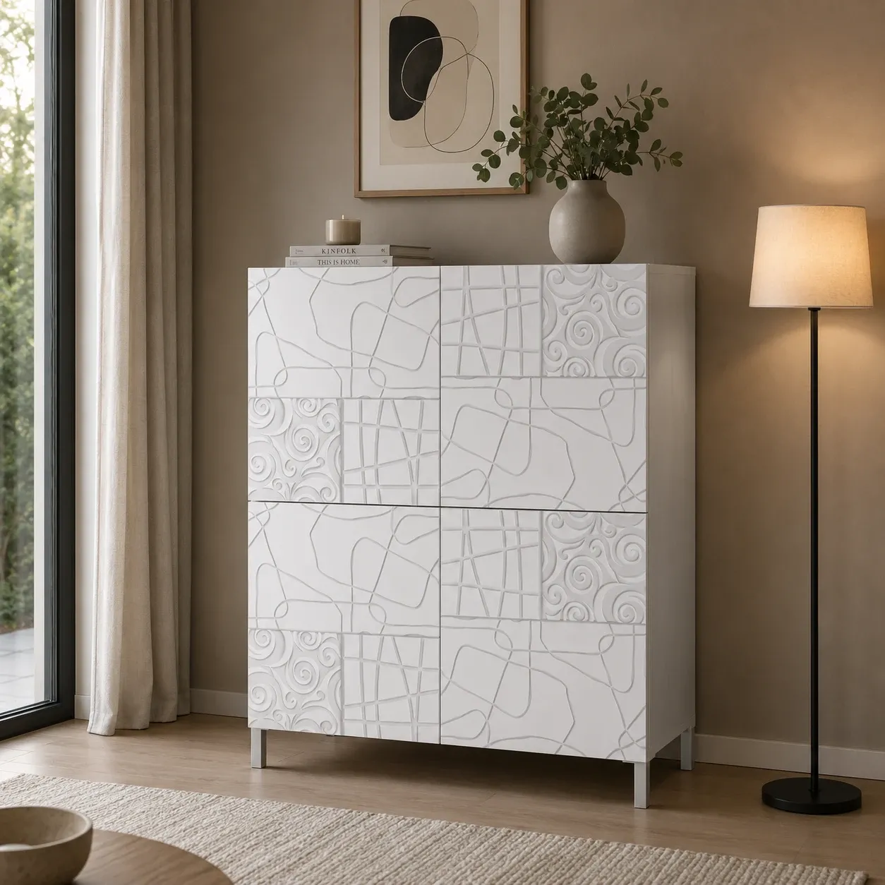 Mobile alto Eddy Graphic Tomasucci con ante decorate
