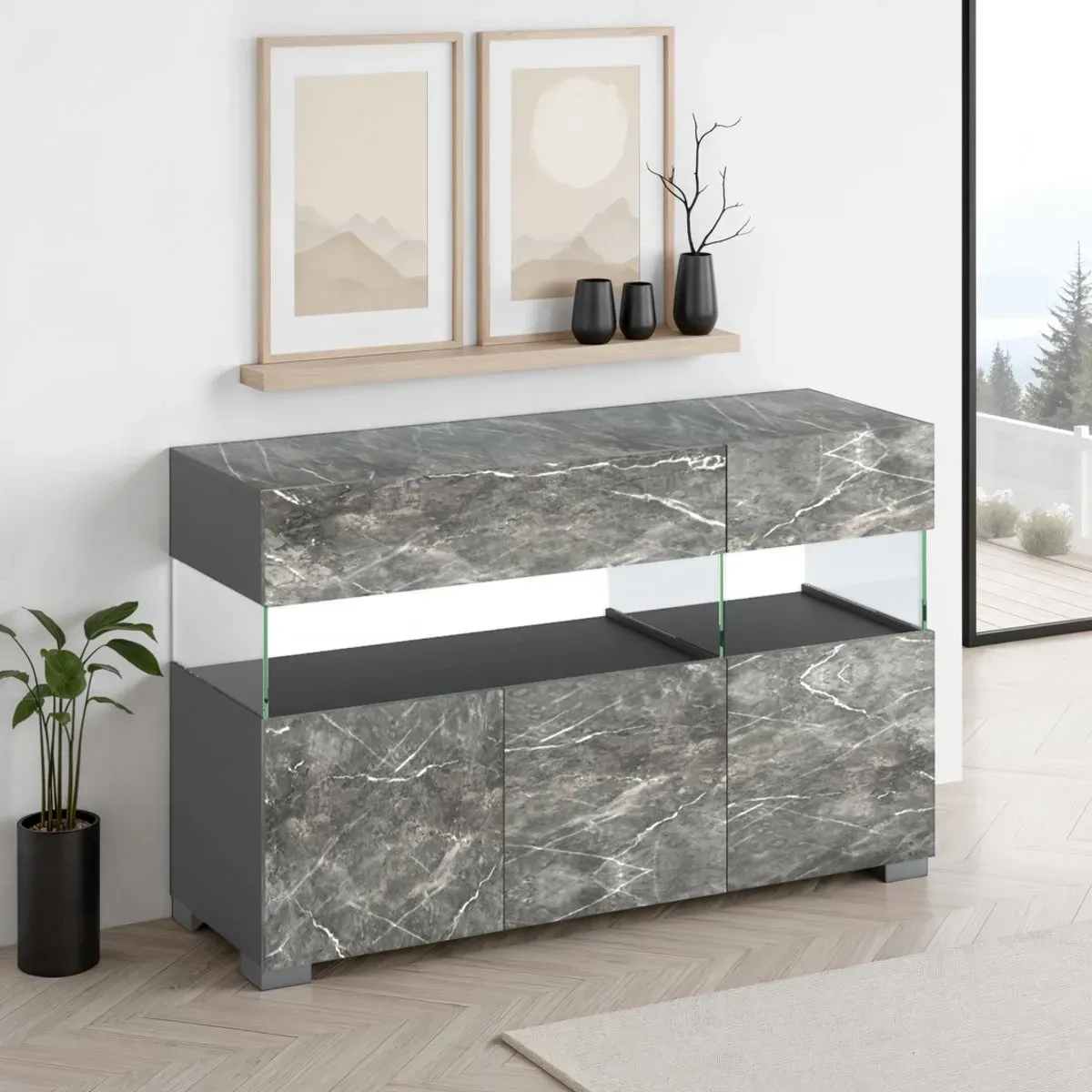 Madia Float Marble Tomasucci marmo antracite a tre ante