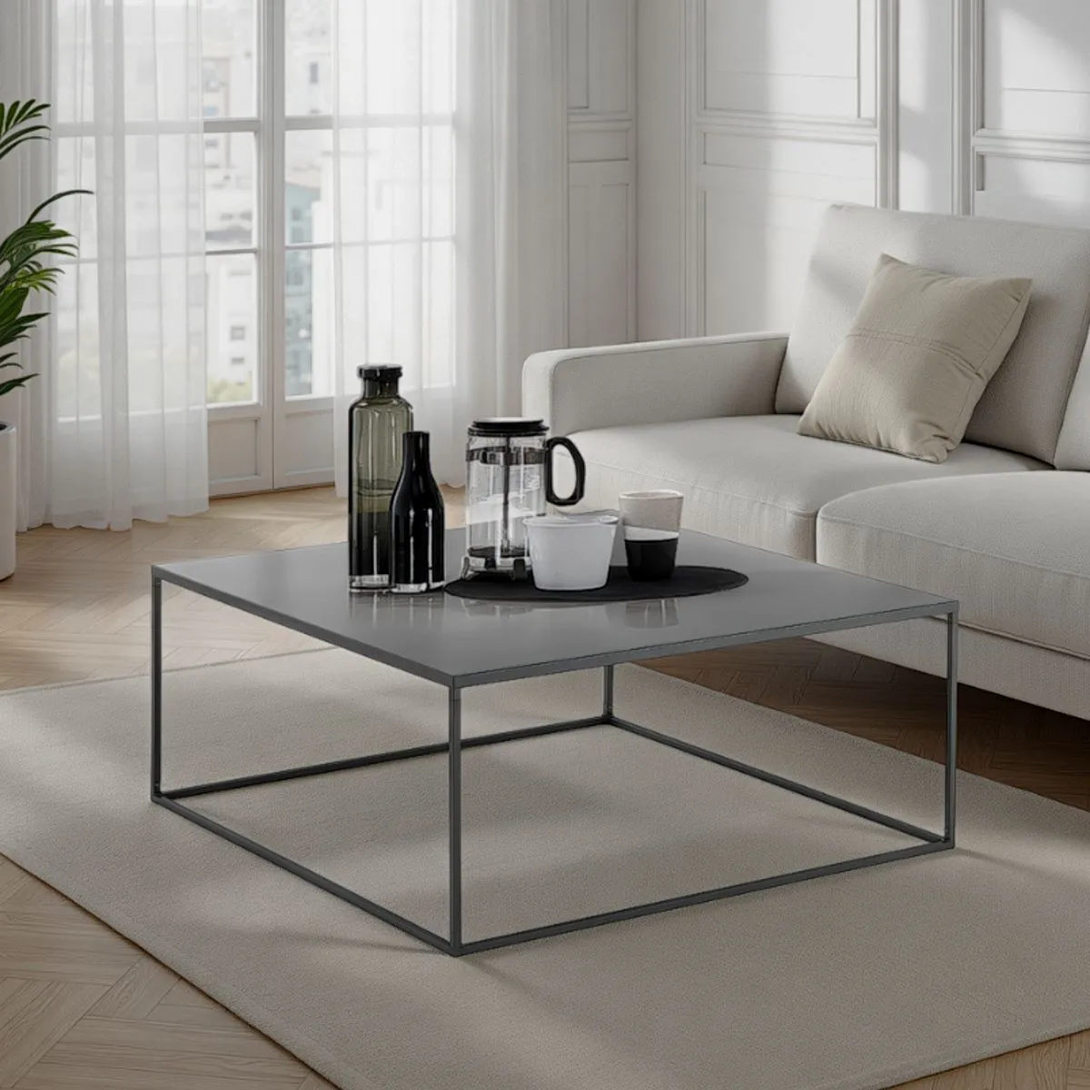 Tavolino Thin Tomasucci 80x80 in acciaio antracite