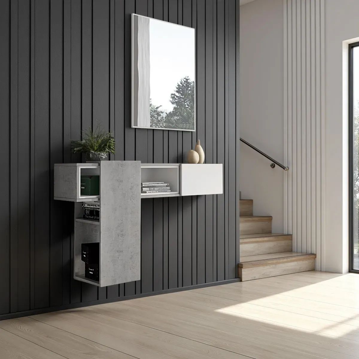 Mobile ingresso Play Cement Tomasucci su parete scura