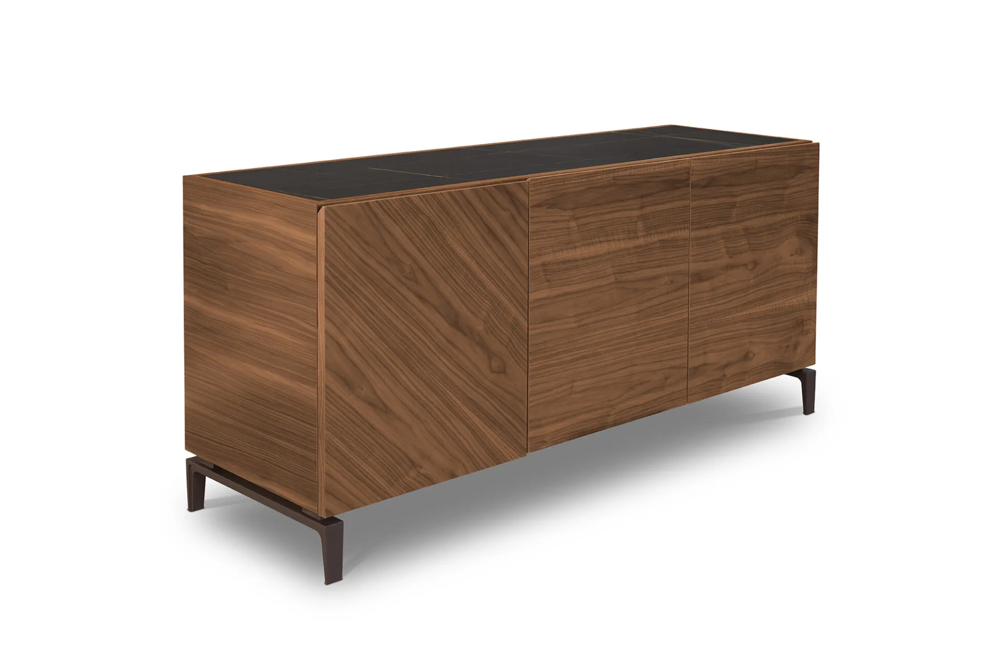Credenza Tosato 23.208 a tre porte con piano in gres, vista di tre quarti su fondo bianco