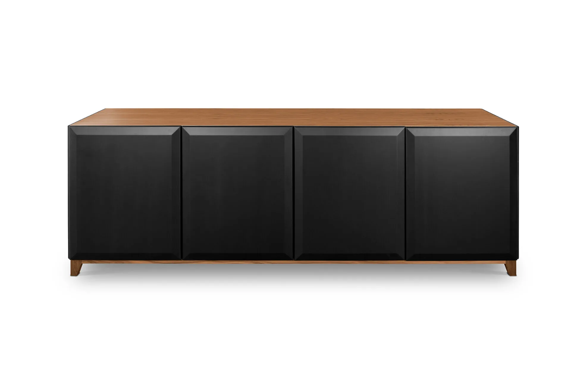 Vista frontale della credenza 23.206 Tosato con quattro ante sagomate Nero Notte