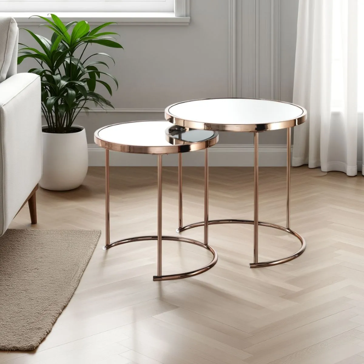 Set tavolini Thin-R Gold Tomasucci con piani a specchio