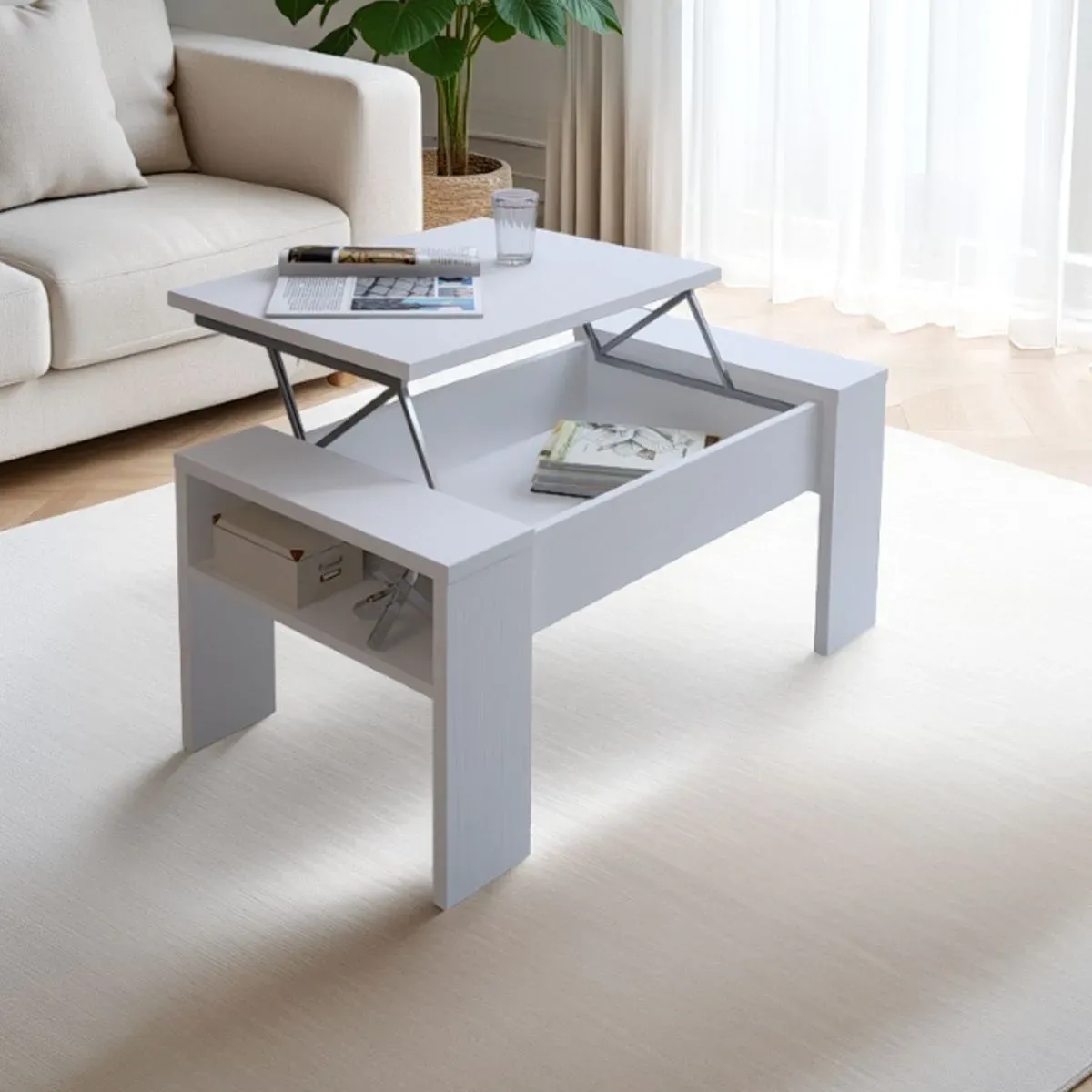 Tavolino James Total White Tomasucci con piano sollevato