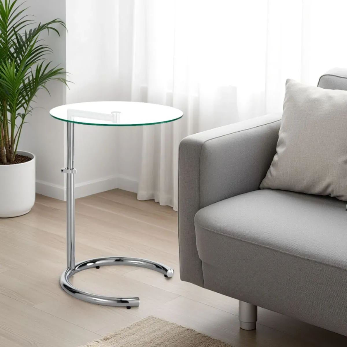Tavolino Hardy Evo Tomasucci cromato con piano in vetro