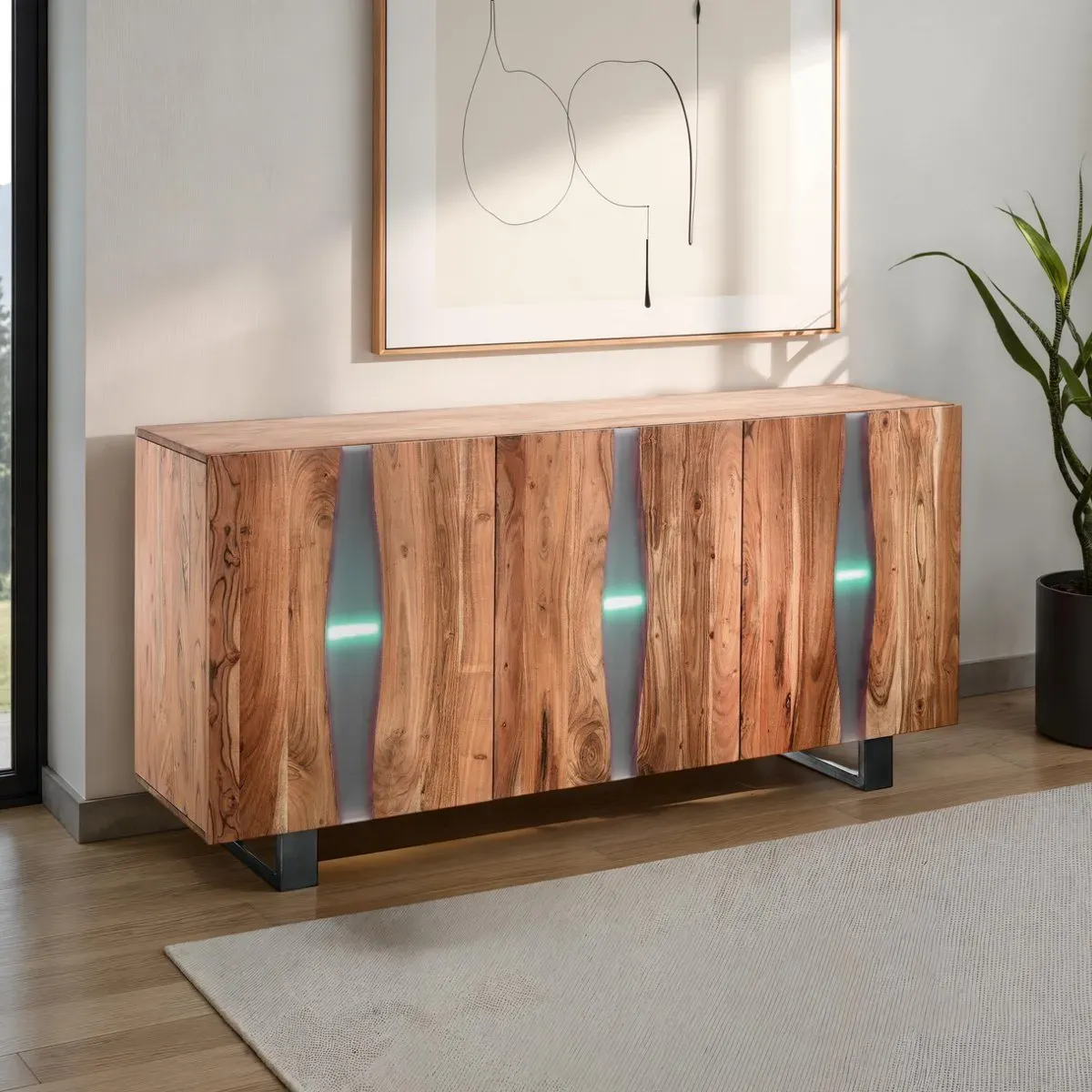Madia Anubi Tomasucci in legno massello di acacia con tre ante