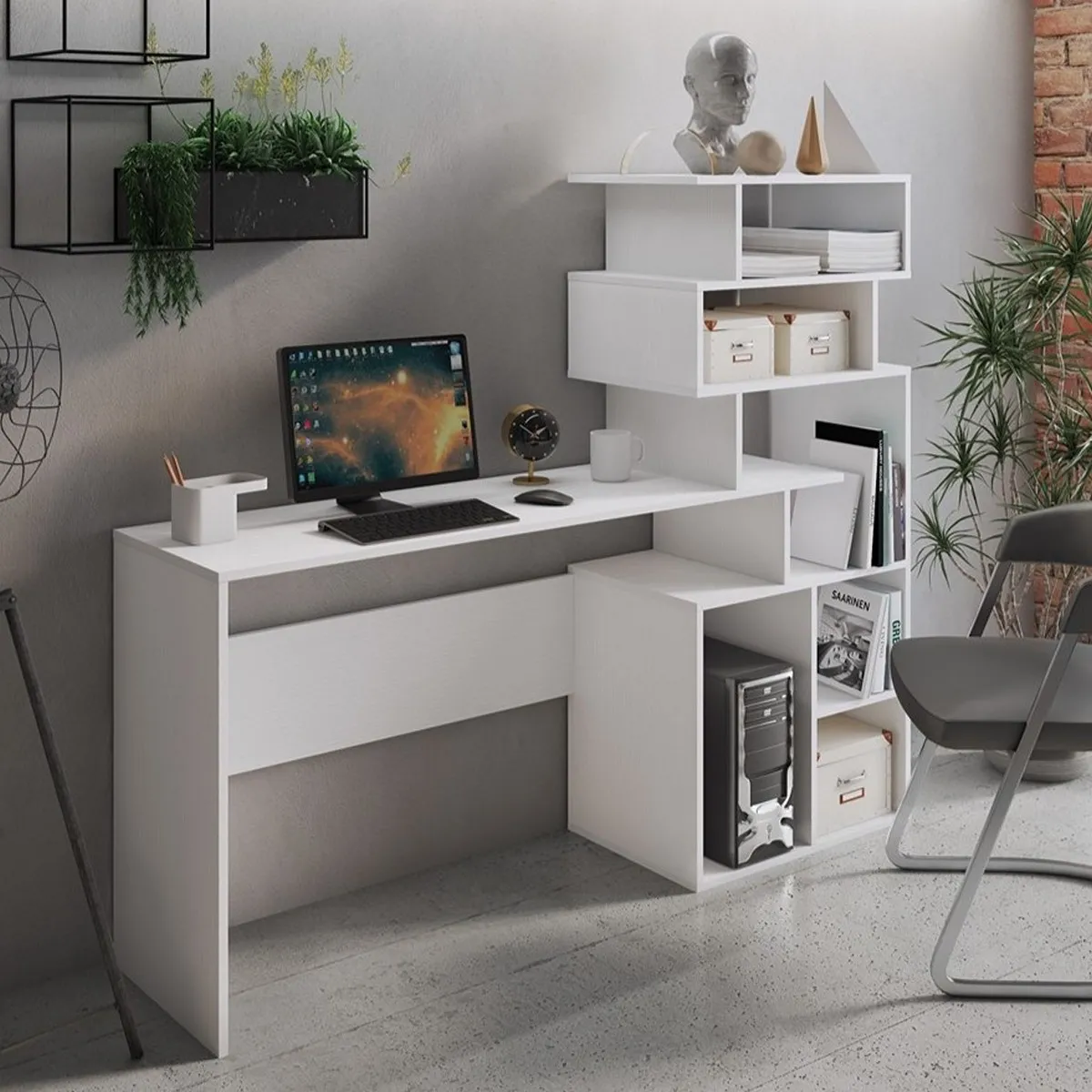 Scrivania libreria Ghea Tomasucci in larice bianco