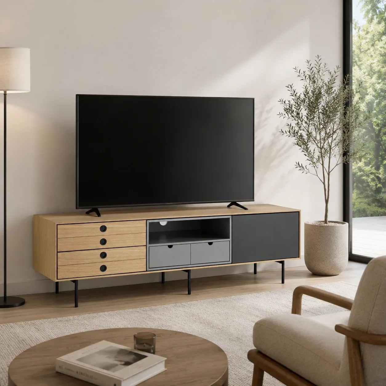 Madia porta TV Hero Tomasucci in rovere e grigio opaco