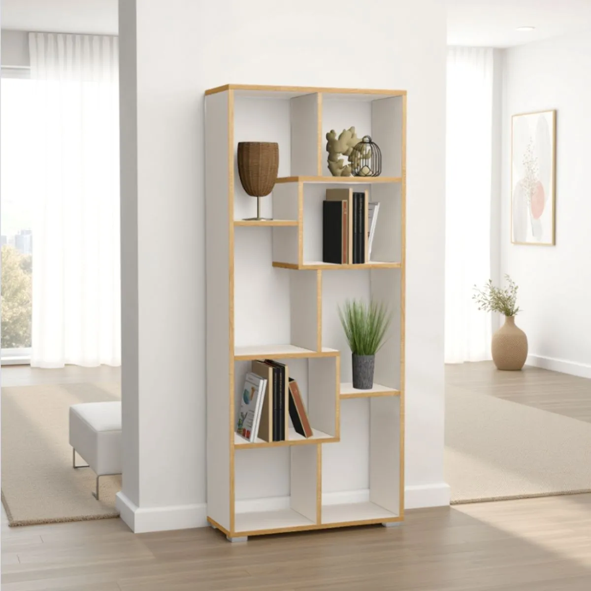 Libreria Random-a Tomasucci in bianco opaco e rovere
