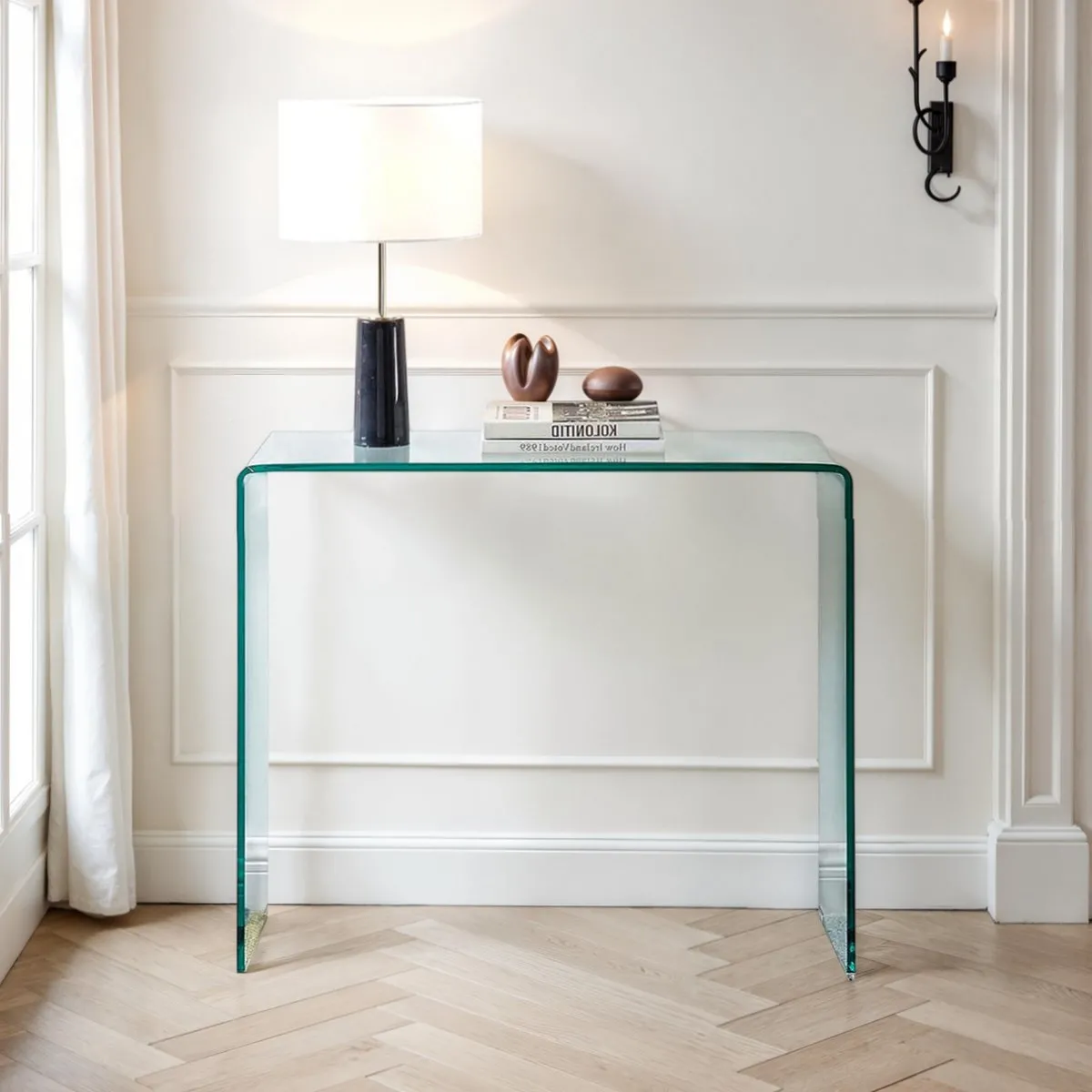 Consolle Little Bridg Tomasucci in vetro curvato trasparente