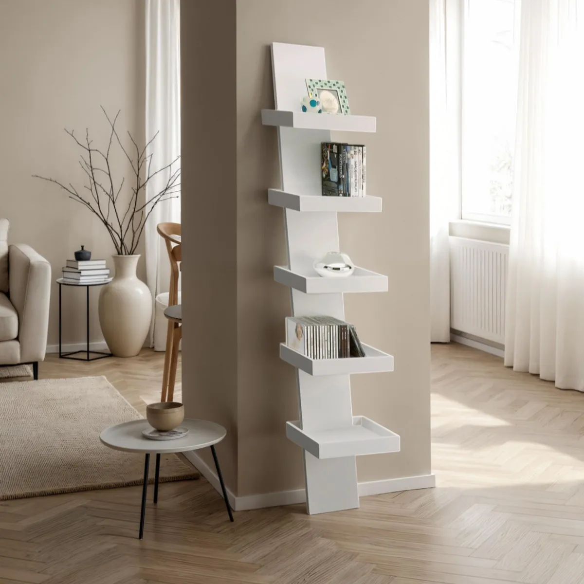 Libreria Step Tomasucci laccata bianca con cinque ripiani