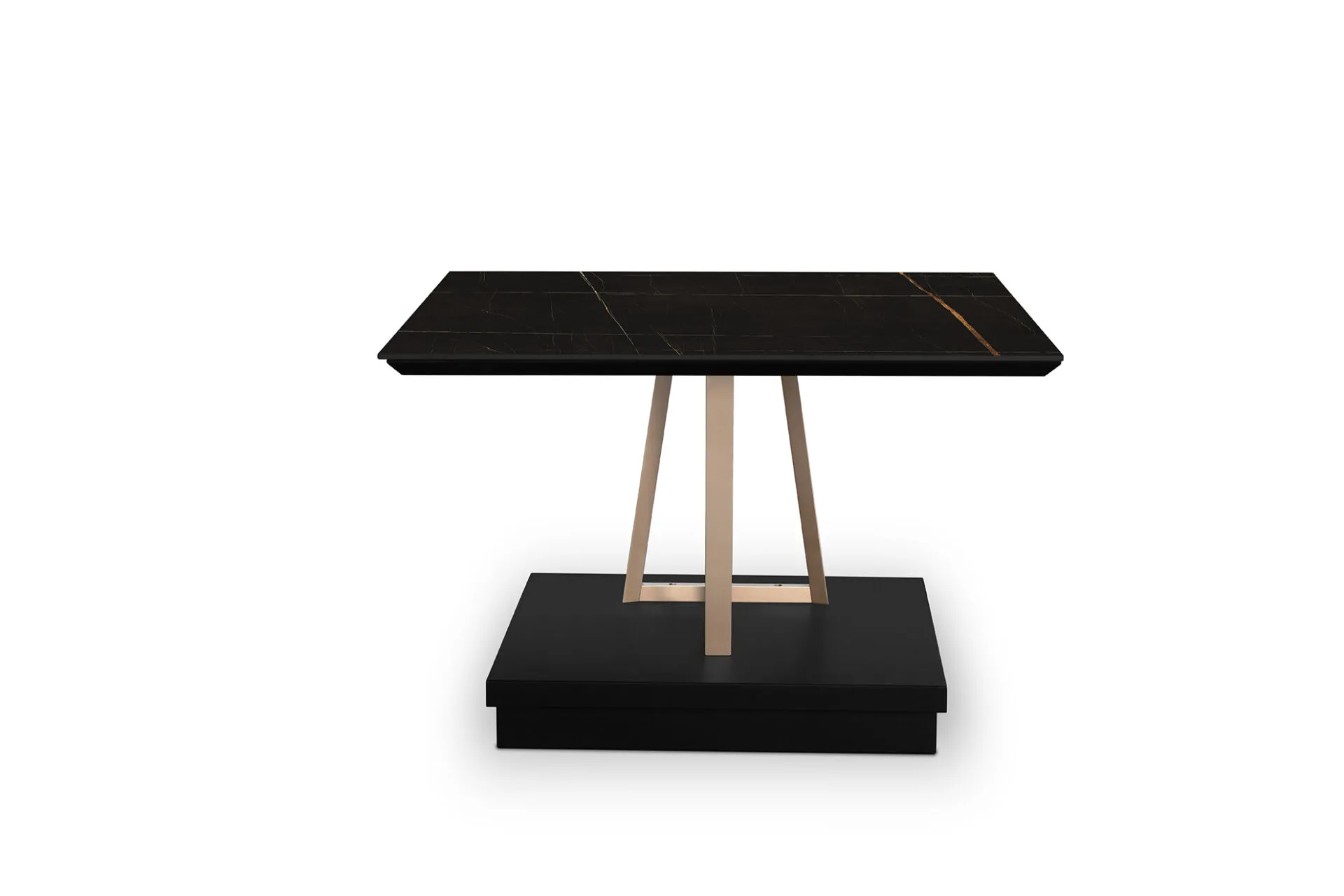Fianco del tavolino 22.93 Tosato con aste bronzo e plinto nero