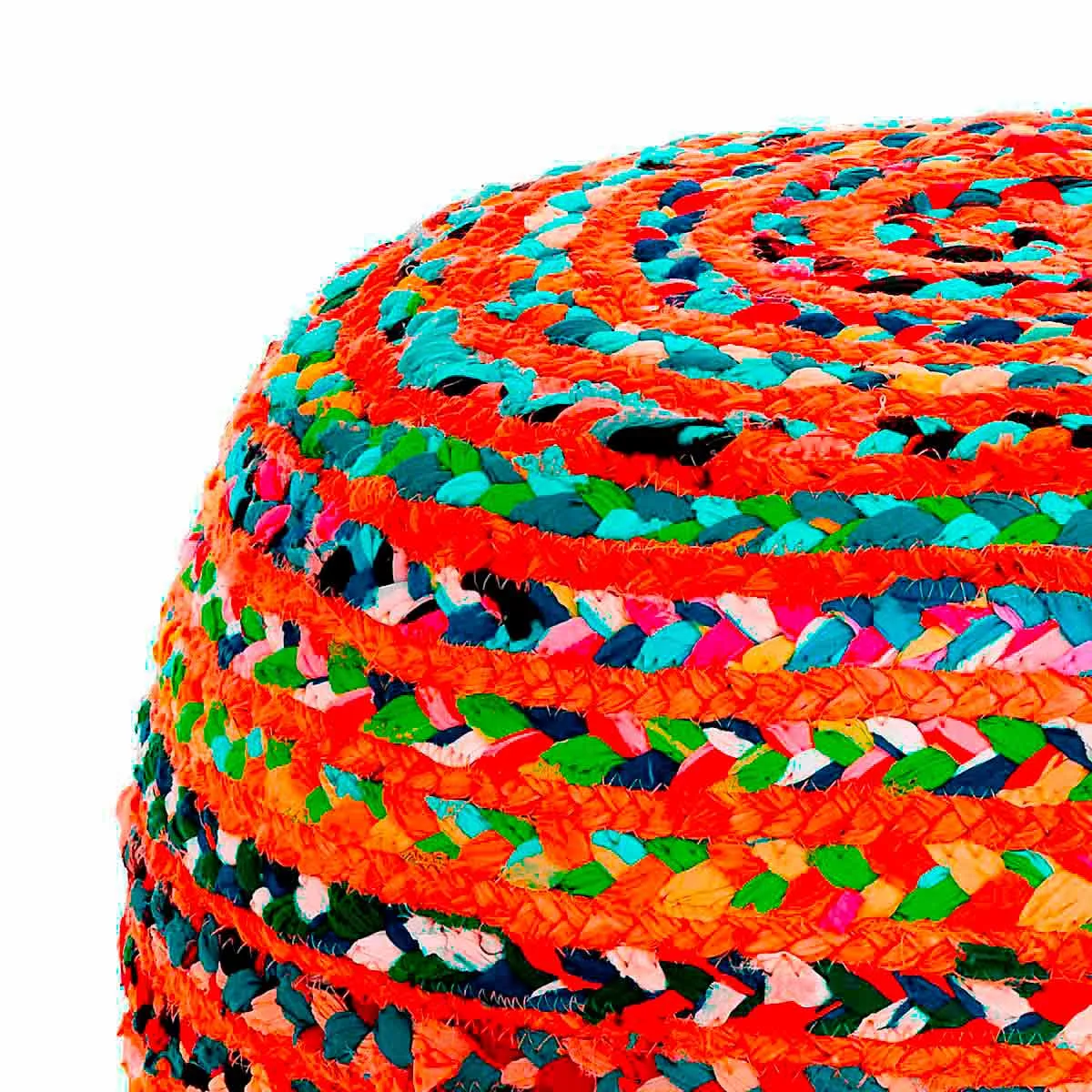 Dettaglio dell'intreccio del pouf Rainbow