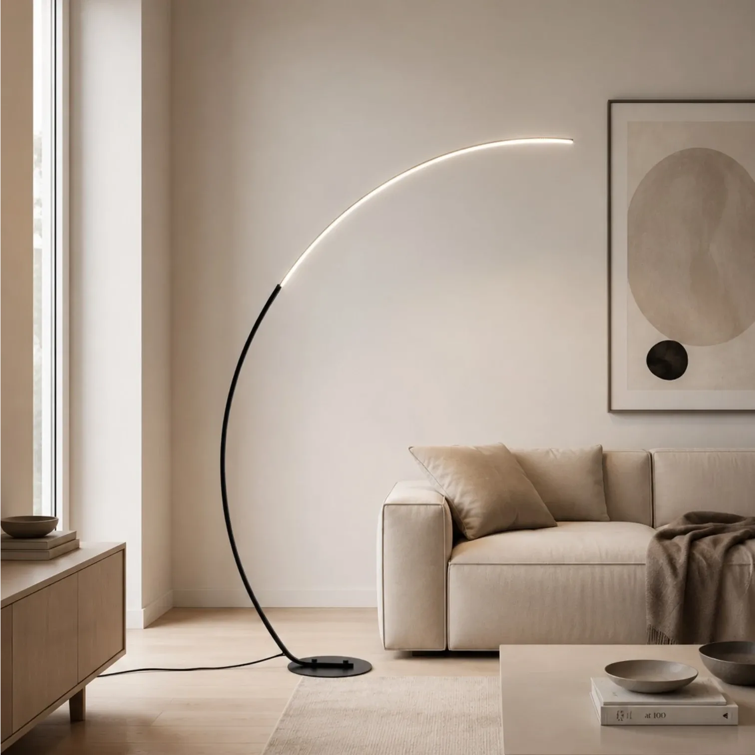 Lampada ad arco Drop Tomasucci in soggiorno